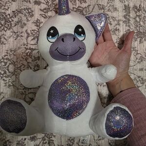 Sparkly White and Purple Unicorn Plush Toy